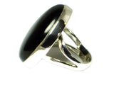 Black ONYX Sterling Silver 925 Oval Gemstone Ring (Size P) - (BOR2305171)