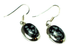 Snowflake Obsidian Sterling Silver 925 Gemstone Earrings 