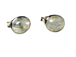 MOONSTONE Oval Shaped Sterling Silver Ear Studs 925