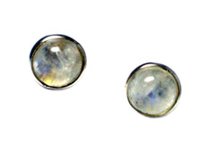 MOONSTONE Round Shaped Sterling Silver Ear Studs 925 - 8 mm