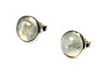 Round MOONSTONE Shaped Sterling Silver Stud Earrings 925 - 8 mm